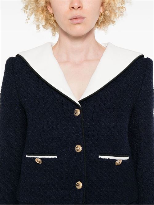 Giacca con colletto a contrasto bouclé SELF PORTRAIT | PF25034JBLUE